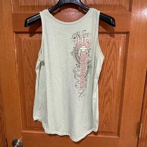 HARLEY-DAVIDSON Motorcyle Women's M Light Green Jamestown ND Sleeveless Tank Top